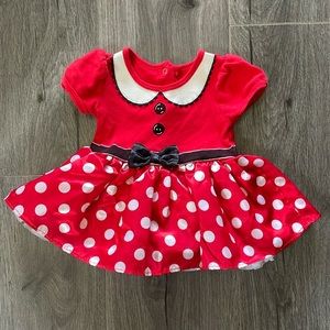 💚Disney baby Red Minnie Mouse dress, size Infant 12 months - Disneyland Adorable